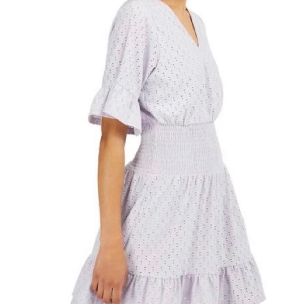 Michael Kors White Eyelet Smocked Mini Dress